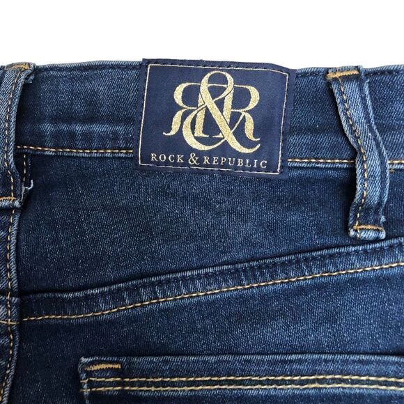Rock & Republic Dark Blue Denim Kendra Curvy Low Rise Women’s Jeans - Picture 8 of 16